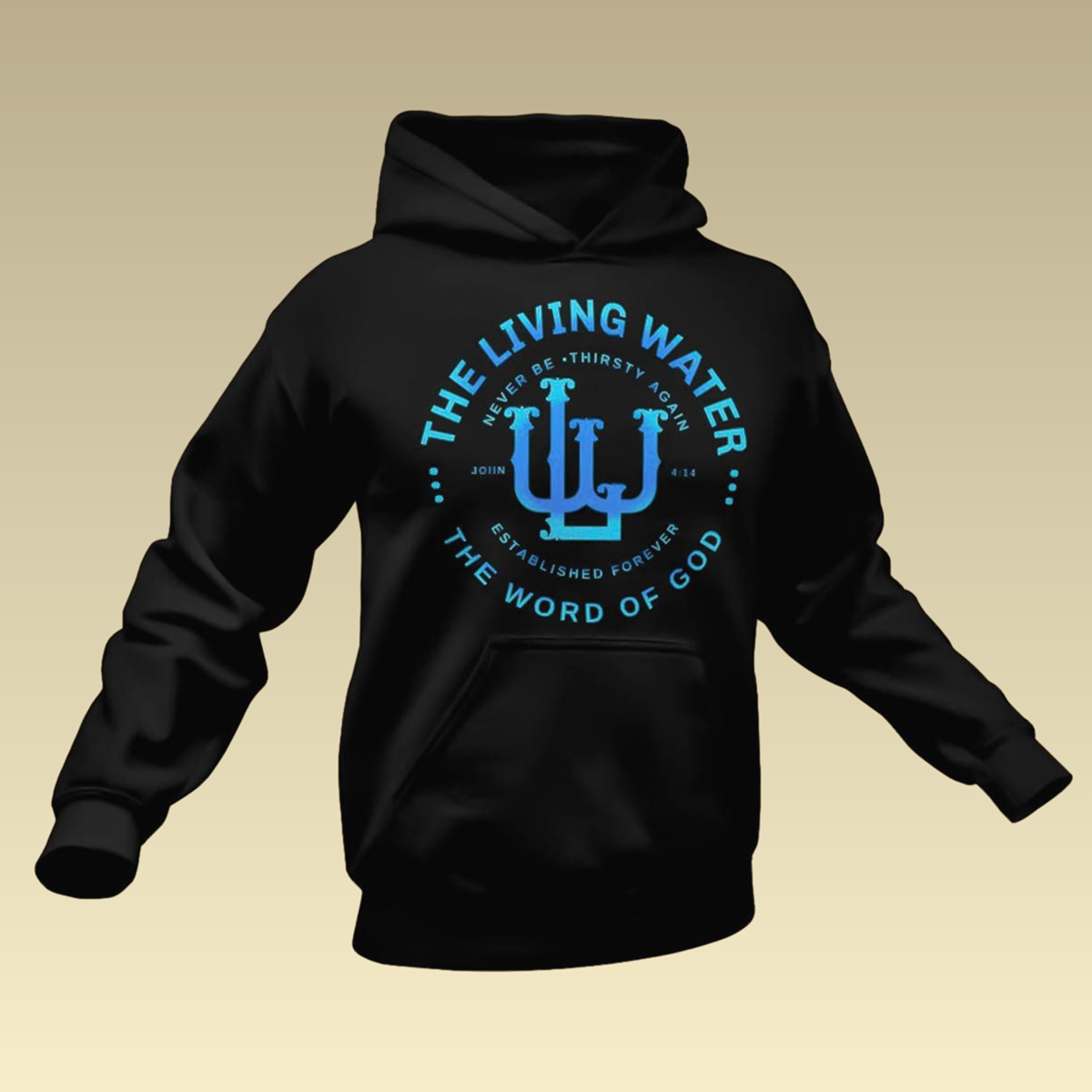 John 4:14 - Never Thirst QR-Coded Hoodie