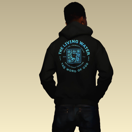 John 4:14 - Never Thirst QR-Coded Hoodie